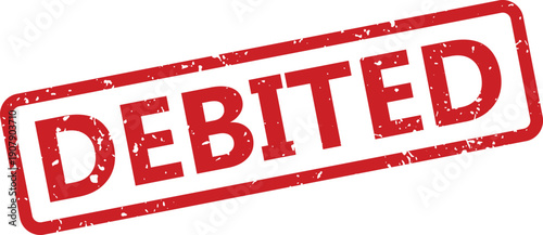 A red rubber stamp with the word DEBITED clearly visible in a rectangular outline