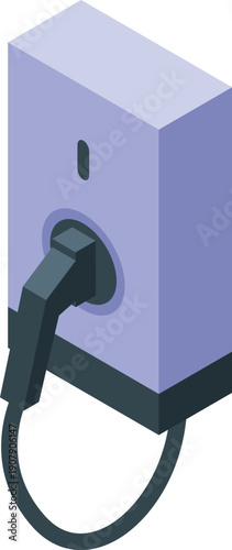 Electric vehicle charger plugged in, symbolizing green energy and eco friendly transportation