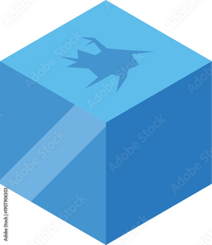Melting ice cube with cracks on its surface, representing global warming and climate change