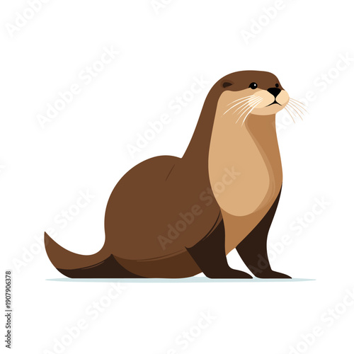 Otter, modern 2D flat vector illustration in icon style, isolated on pure white background.