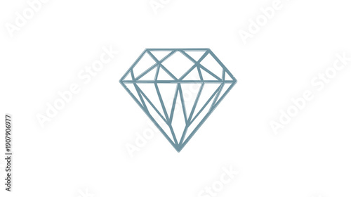A geometric illustration featuring a stylized gemstone. Blue lines outline a classic diamond shape