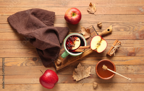 Cup of hot mulled wine with...