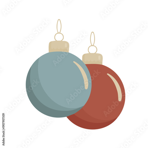Simple flat 2D vector graphic of Christmas Ornaments, modern icon look, displayed on a pure white background.