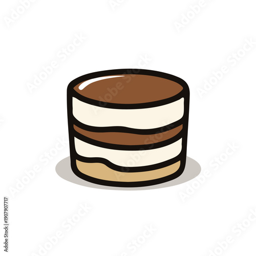 Tiramisu illustrated in a clean 2D flat vector style, minimal and modern, isolated on a white background.