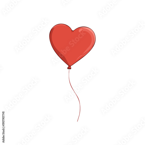 Simple flat 2D vector graphic of Heart Balloon, modern icon look, displayed on a pure white background.