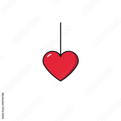 Valentines Day, modern 2D flat vector illustration in icon style, isolated on pure white background.