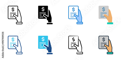 Tax Payment icons set multiple style collection. Editable stroke 
