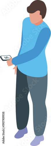 Young man managing his finances using a smartphone app for sending and receiving money