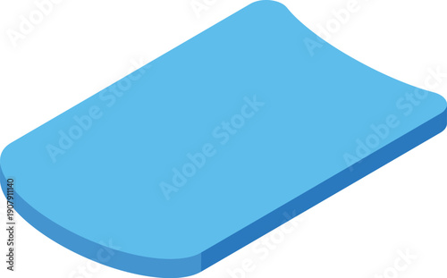 Kickboard floating on white background, isometric view