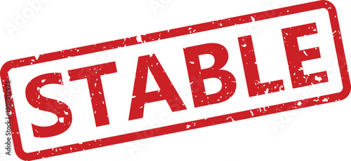Prominent red grunge rubber stamp displaying the word STABLE against a crisp white backdrop