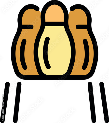 Three bowling pins falling down after being hit by a bowling ball