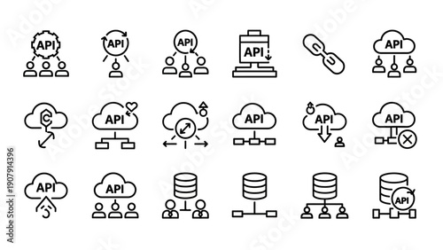 Collection of API integration and data connection icons.
