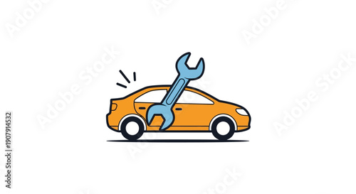 Car repair service with wrench icon illustration.