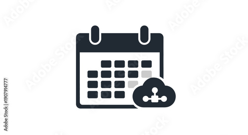 Cloud Calendar Icon Illustrating Scheduling and Data Storage.