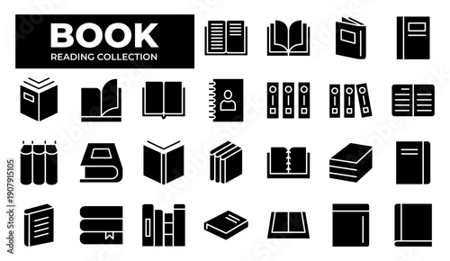 icons set book thin line icons. High quality pictograms of read. Modern outline style icons collection. Diary, library, pages, textbook, etc.