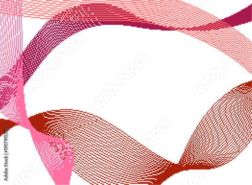 赤からピンクへと優雅に揺らぐ繊細なラインウェーブが空間に動きを生み出す抽象背景イラスト｜情熱・エネルギー・美容・イベント販促に使えるスタイリッシュデザイン素材