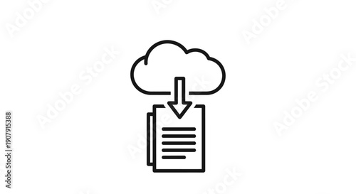 Cloud download icon with document symbol.