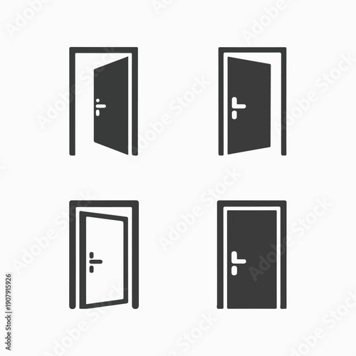Minimalist Door Icon Set – Open and Closed Positions
