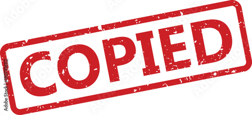 Red rubber stamp impression displaying the word COPIED within a rectangular frame on a clear white background
