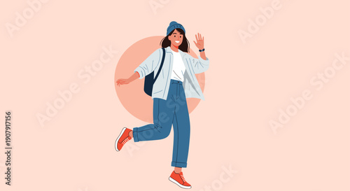 Female doctor in a white coat gesturing toward a large blank whiteboard, ready to explain medical concepts or health info.