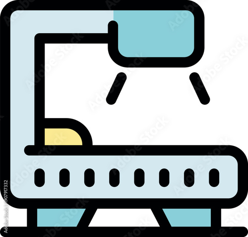 Solarium tanning bed machine emitting ultraviolet rays for skin treatment, simple style icon, beauty salon equipment for getting tan