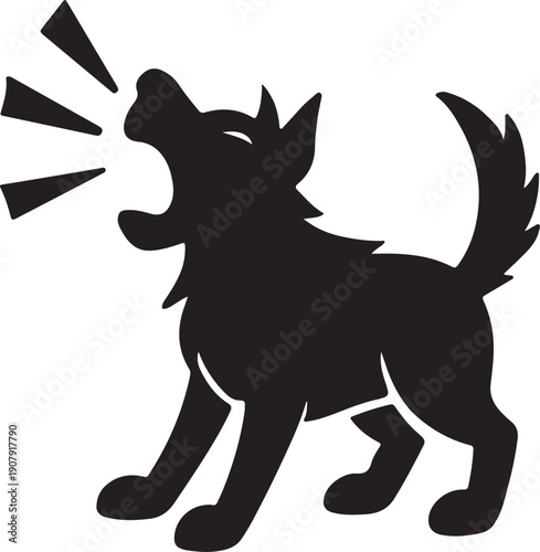 Silhouette of a running dog captured in a dynamic and simple black form