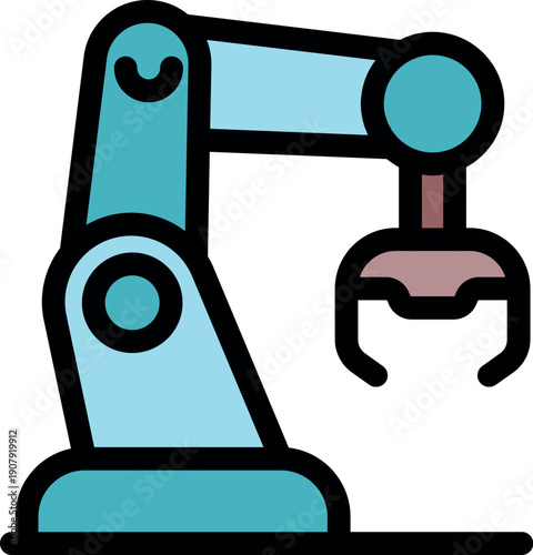 Stylized robotic arm with a mechanical claw in blue tones