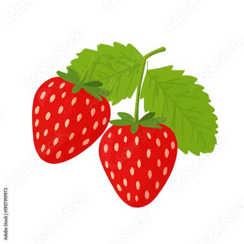 Simple flat 2D vector graphic of Wild Strawberry, modern icon look, displayed on a pure white background.