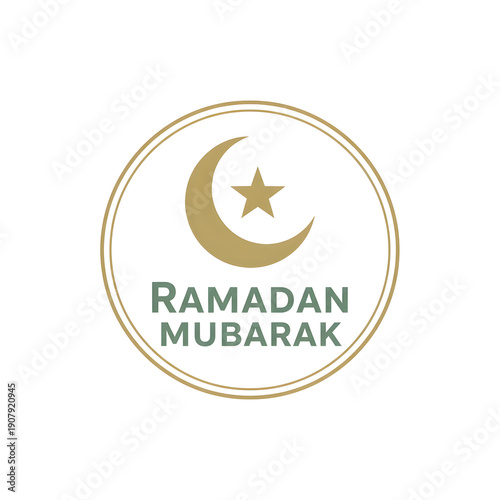 Ramadan Mubarak Logo Featuring Crescent Moon and Star Design
