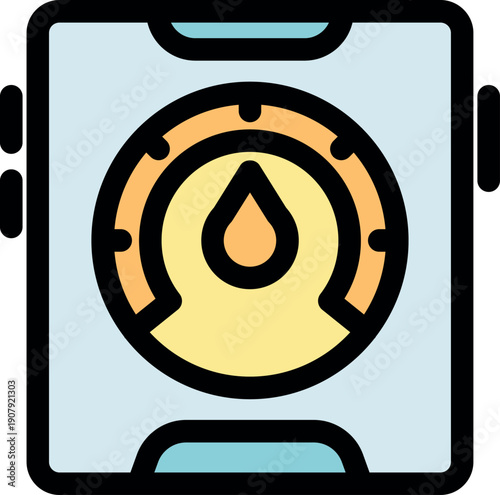 Close up of a smart water meter displayed on a mobile device, indicating water usage and conservation efforts