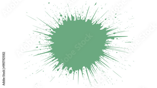 A dynamic and energetic green paint or ink splatter