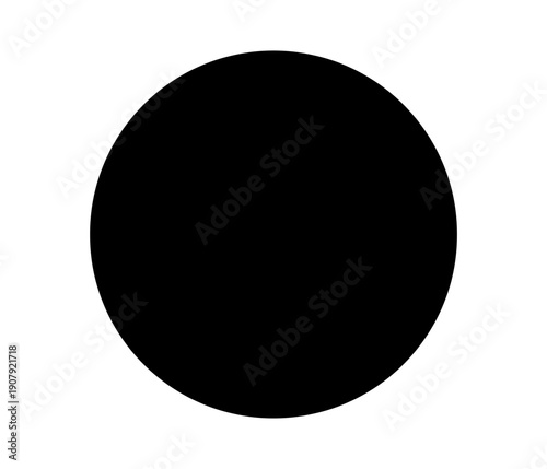 A black circle centered on a white background, creating a simple yet striking visual contrast. Vector