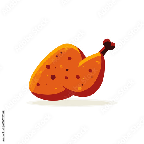 Flat 2D vector illustration of Tandoori Chicken, simple icon style on a clean white background.