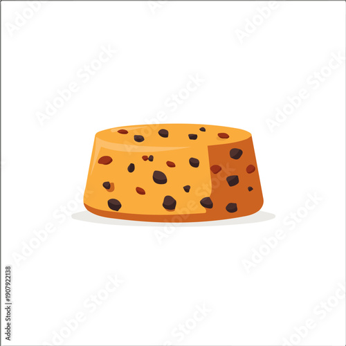 Minimal 2D vector illustration of Fruitcake in flat icon style on a plain white background.