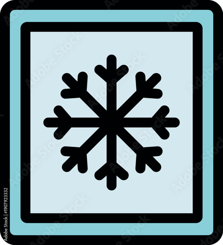 Simple icon representing a frozen food box, ideal for illustrating concepts related to frozen food, refrigeration, and cold storage