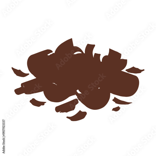 A simple illustration of a pile of dark brown wood chips or organic mulch material.