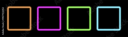 Glowing neon frame with glowing pink and purple light effects, futuristic portal gateway, vibrant and LED illumination border, abstract vector frame composition.