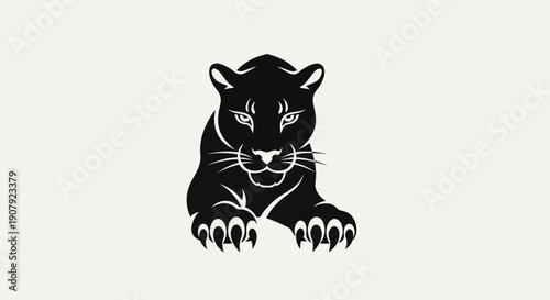 Black panther silhouette graphic illustration of powerful wildlife creature