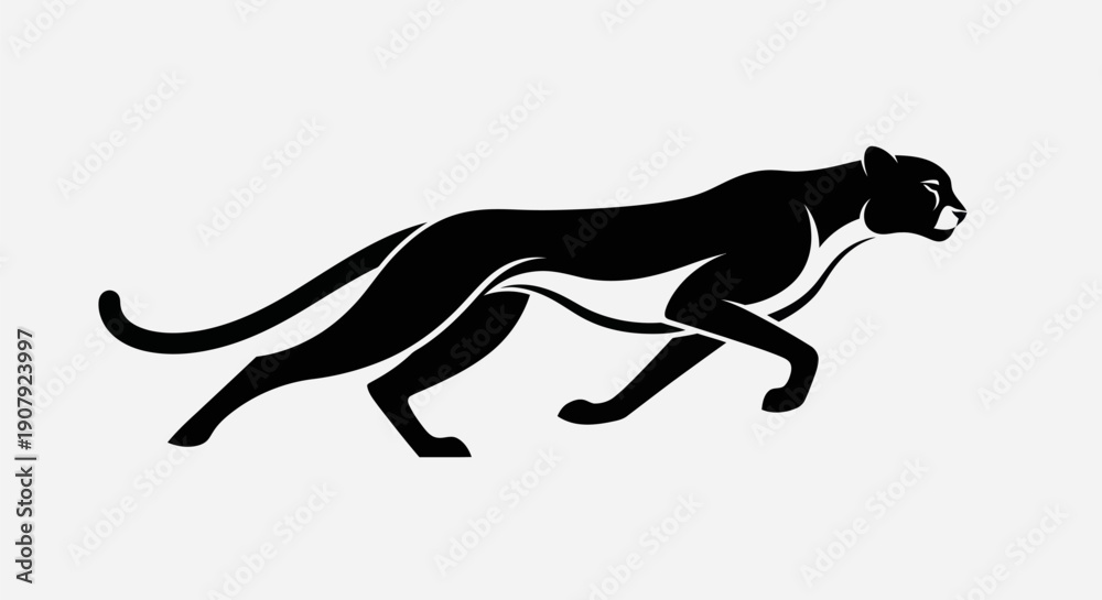 Fototapeta premium Black panther silhouette vector illustration on white background