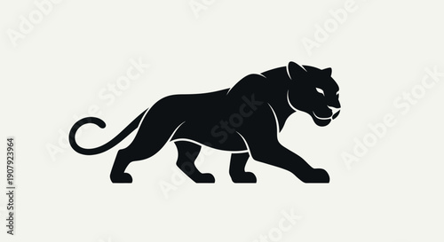 Black panther silhouette vector illustration isolated on light background
