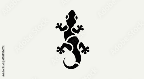 Black gecko silhouette on white background illustration for design