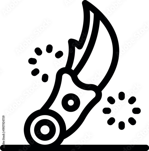 Karambit knife spinning and sparkling, creating dynamic motion and visual interest