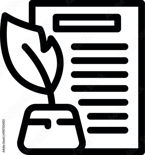 Promoting eco conscious writing practices with a leaf pen symbolizing organic and sustainable content creation on paper