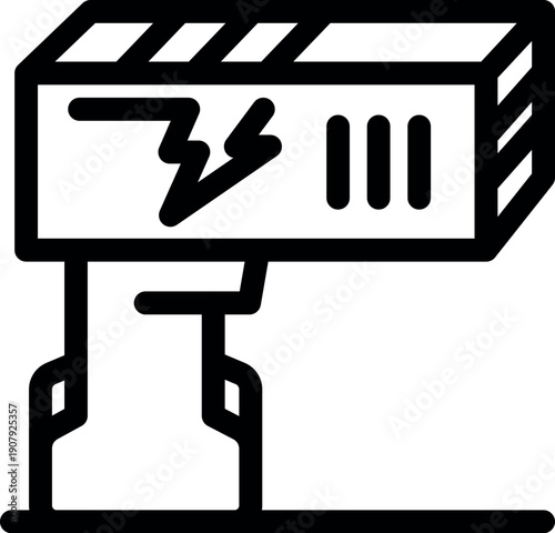 Electric stun gun emitting electricity standing on a surface, personal safety and self defense concept