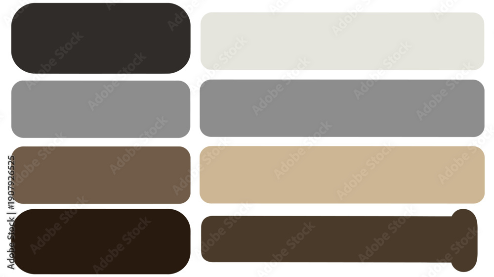 Fototapeta premium Eight rectangular blocks, rounded edges, various neutral color palette, arranged in a grid-like style