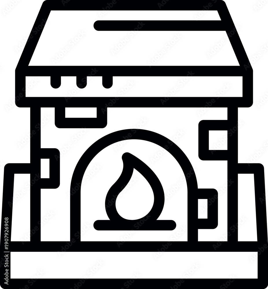 Naklejka premium Small fireplace burning, providing warmth and comfort, perfect for a cozy winter evening