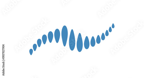 Vector sound wave illustration, blue gradient dots, audio visualizer, sound spectrum, music waveform, for music or podcast background, Isolated on transparent background, png