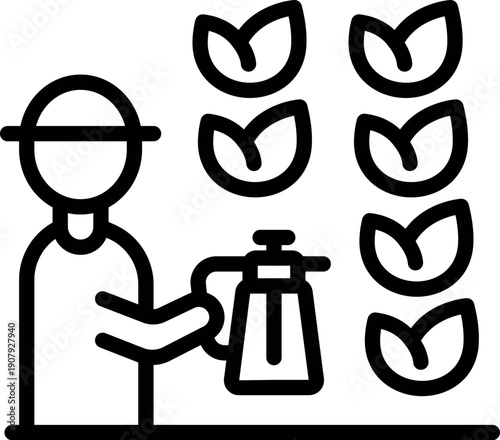 Farmer taking care of plants, watering them with watering can in greenhouse or indoors, agriculture and gardening concept