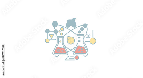 Conceptual illustration of scientific research and laboratory experimentation for scientific
