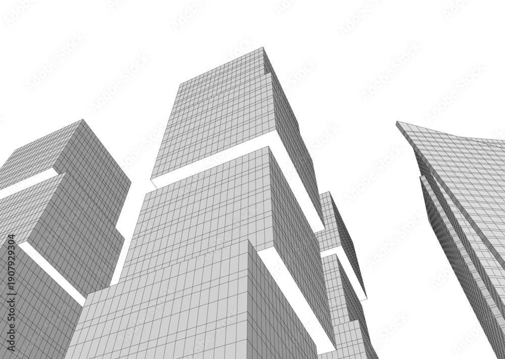 Fototapeta premium Building 3d structure. Architectural background. 